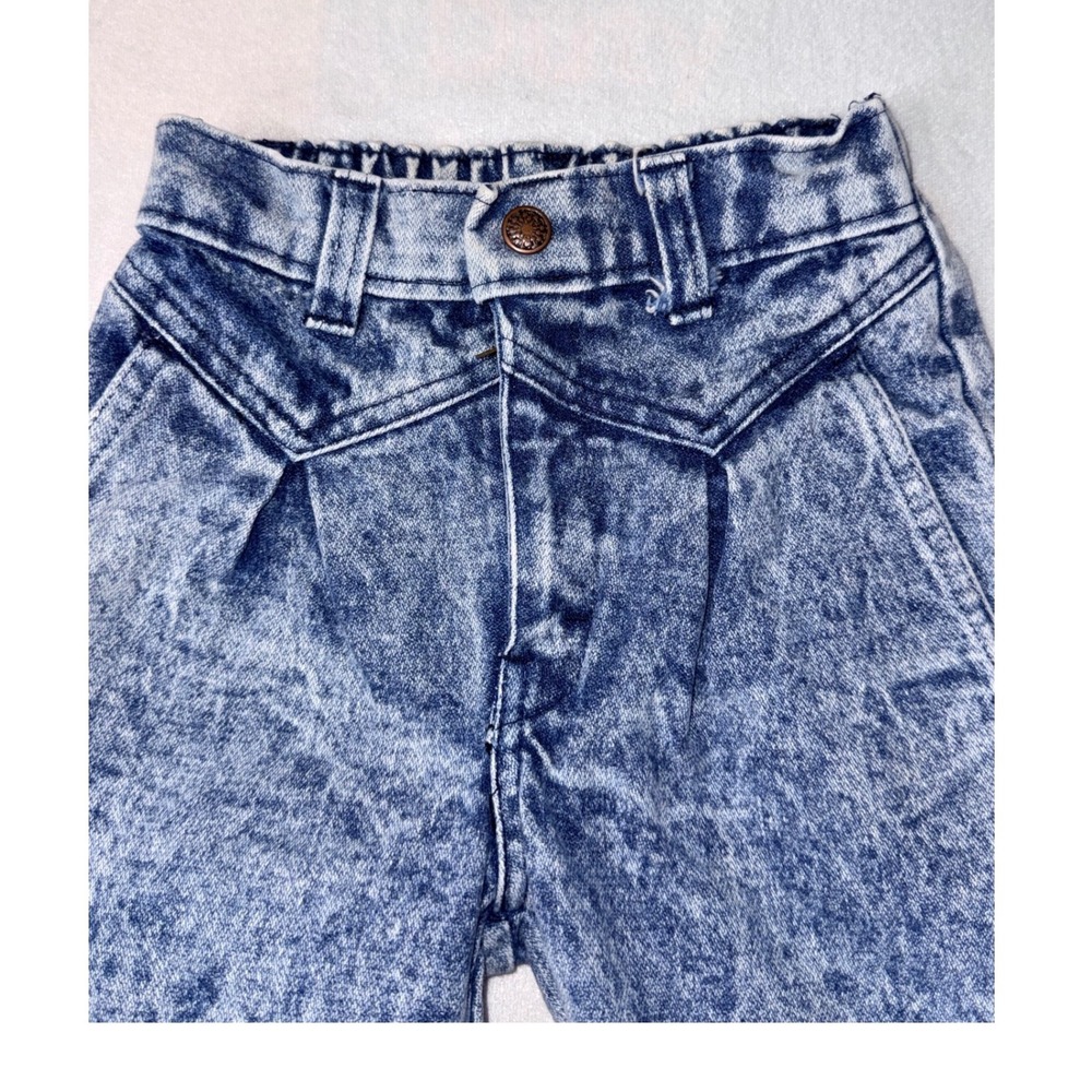 Acid Wash Jeans Girls Size 6 Blue  Pleated High Waist - Picture 4 of 11